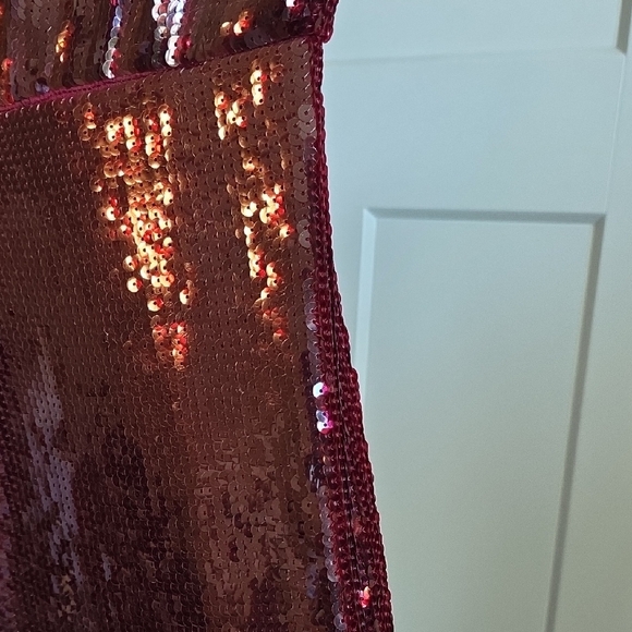 Express Sequin Midi Dress in Rich Burgundy - Picture 3 of 7